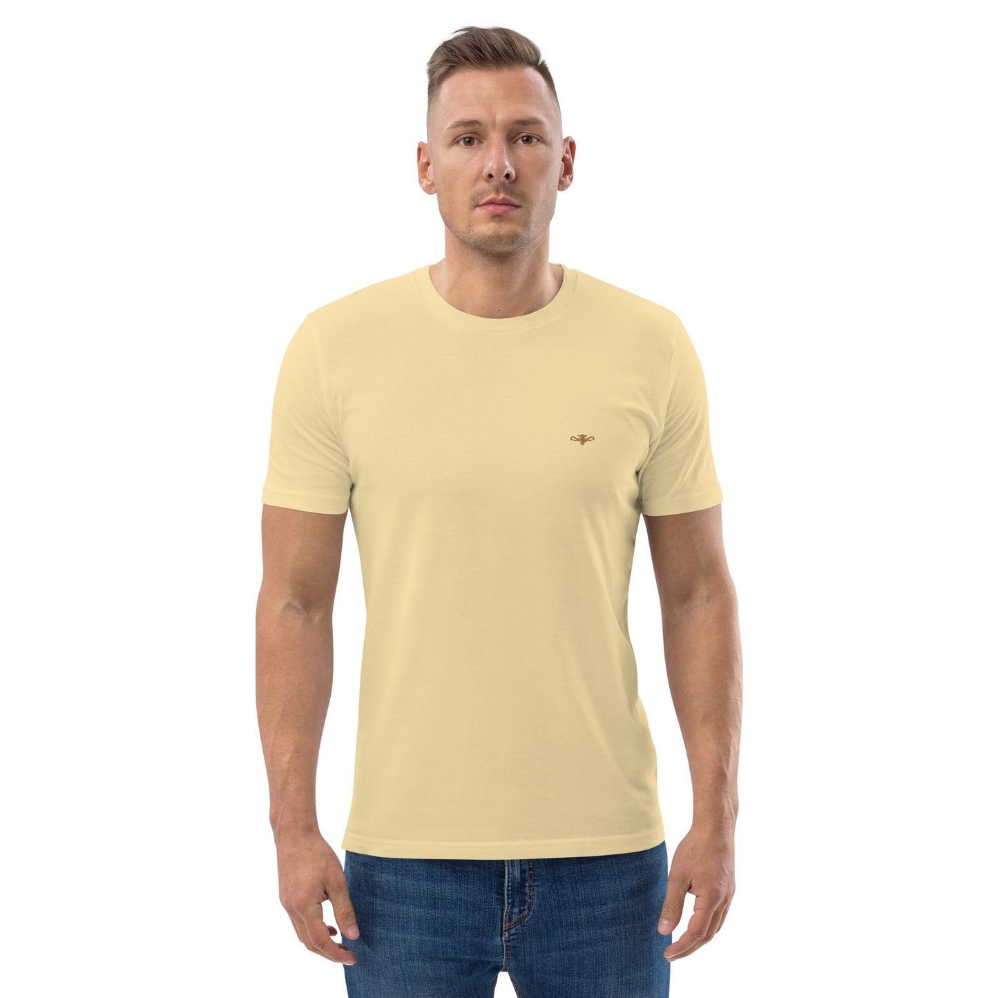 Organic Yellow & Gold embroidered cotton t-shirt