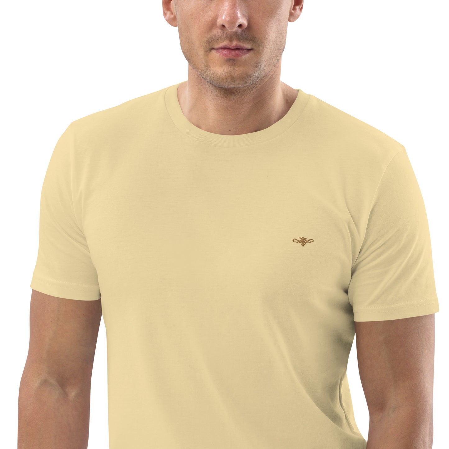 Organic Yellow & Gold embroidered cotton t-shirt