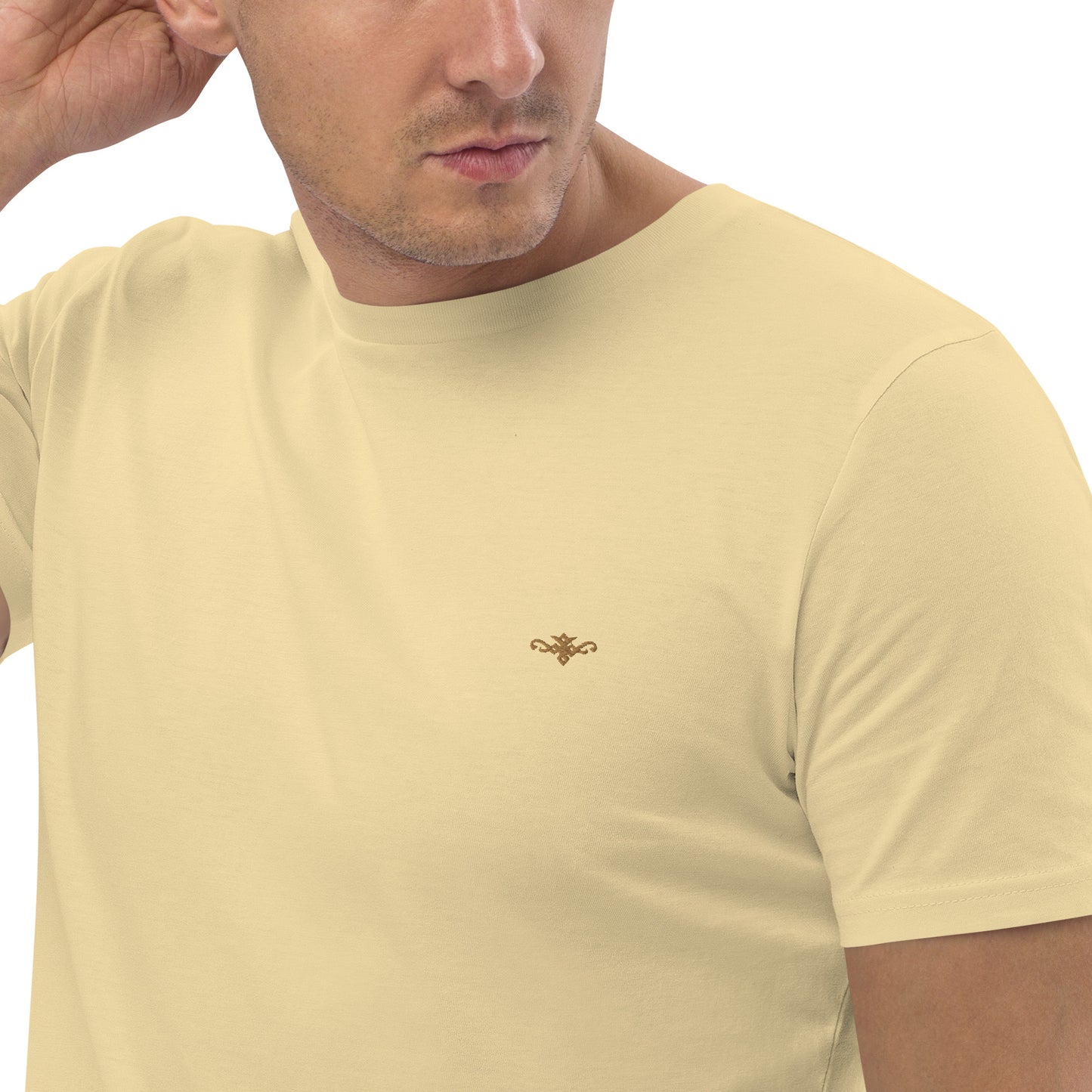 Organic Yellow & Gold embroidered cotton t-shirt