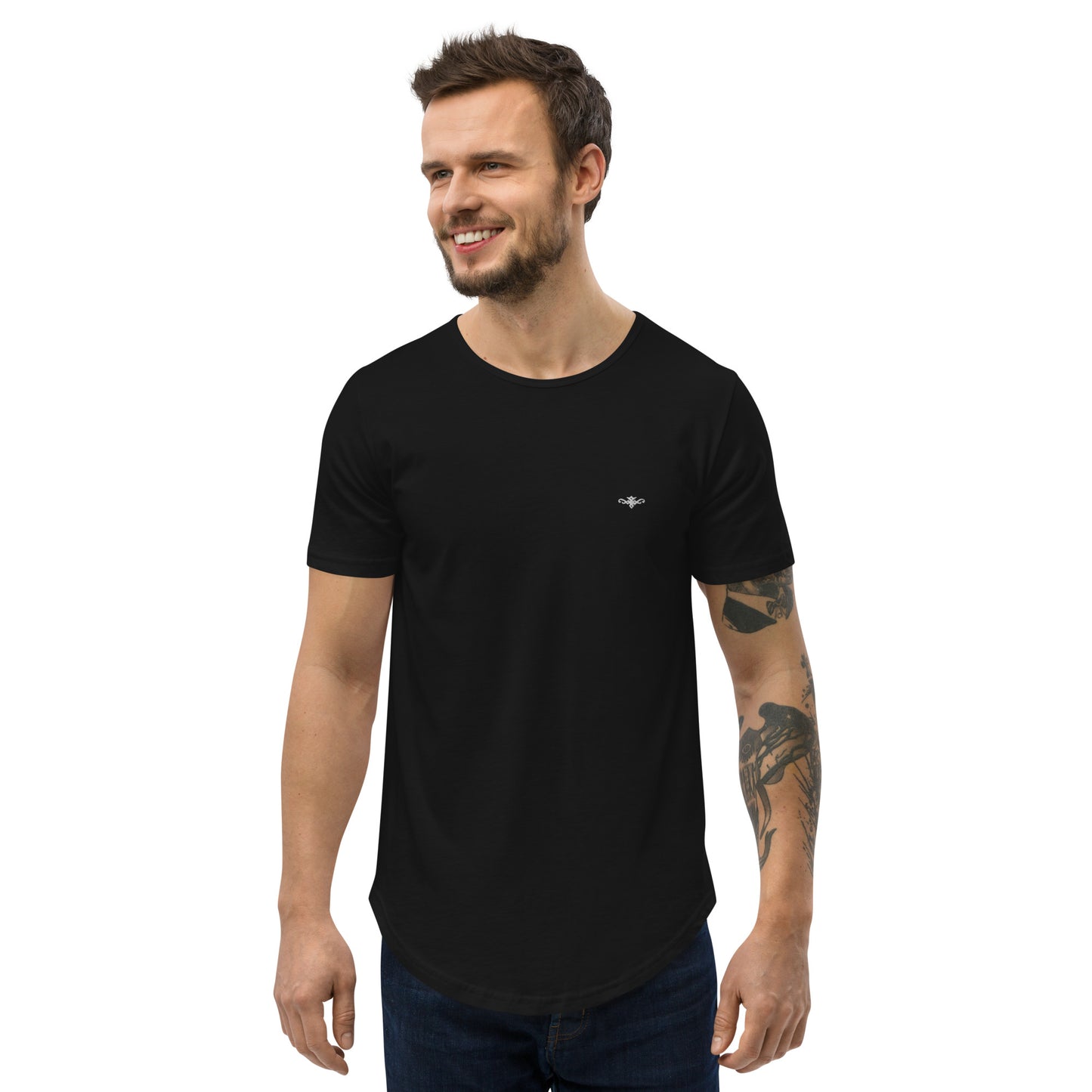 RENEGADE Attire Men's Black Curved Hem T-Shirt