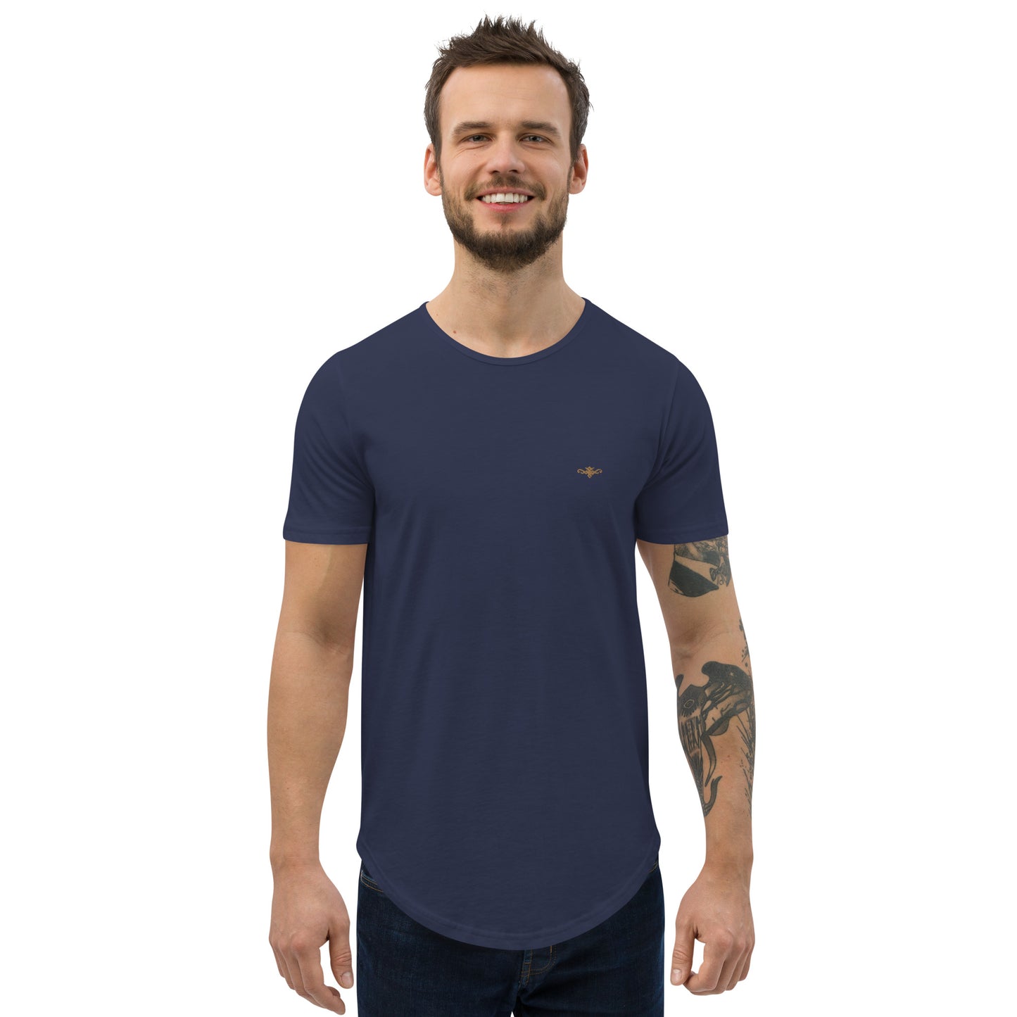 RENEGADE Attire Men's Navy Gold Edition Curved Hem T-Shirt