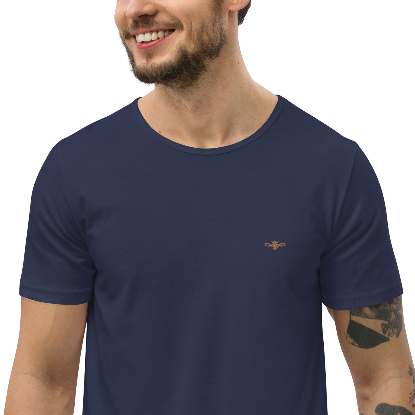 RENEGADE Attire Men's Navy Gold Edition Curved Hem T-Shirt