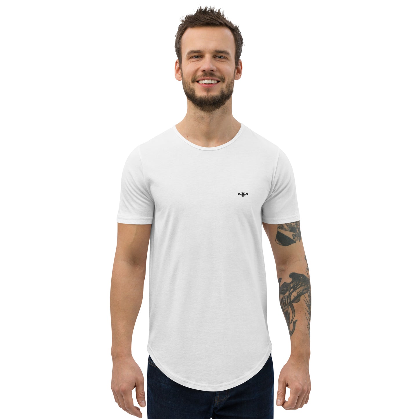 RENEGADE Attire Men's White Curved Hem T-Shirt