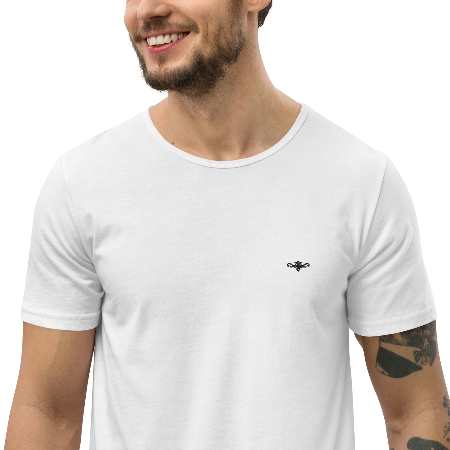 RENEGADE Attire Men's White Curved Hem T-Shirt