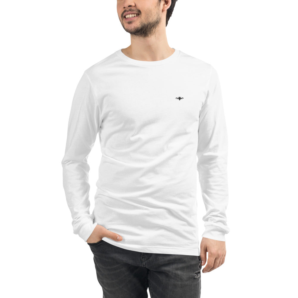 Renegade Attire | Men's Embroidered Long Sleeve T-Shirt WHITE