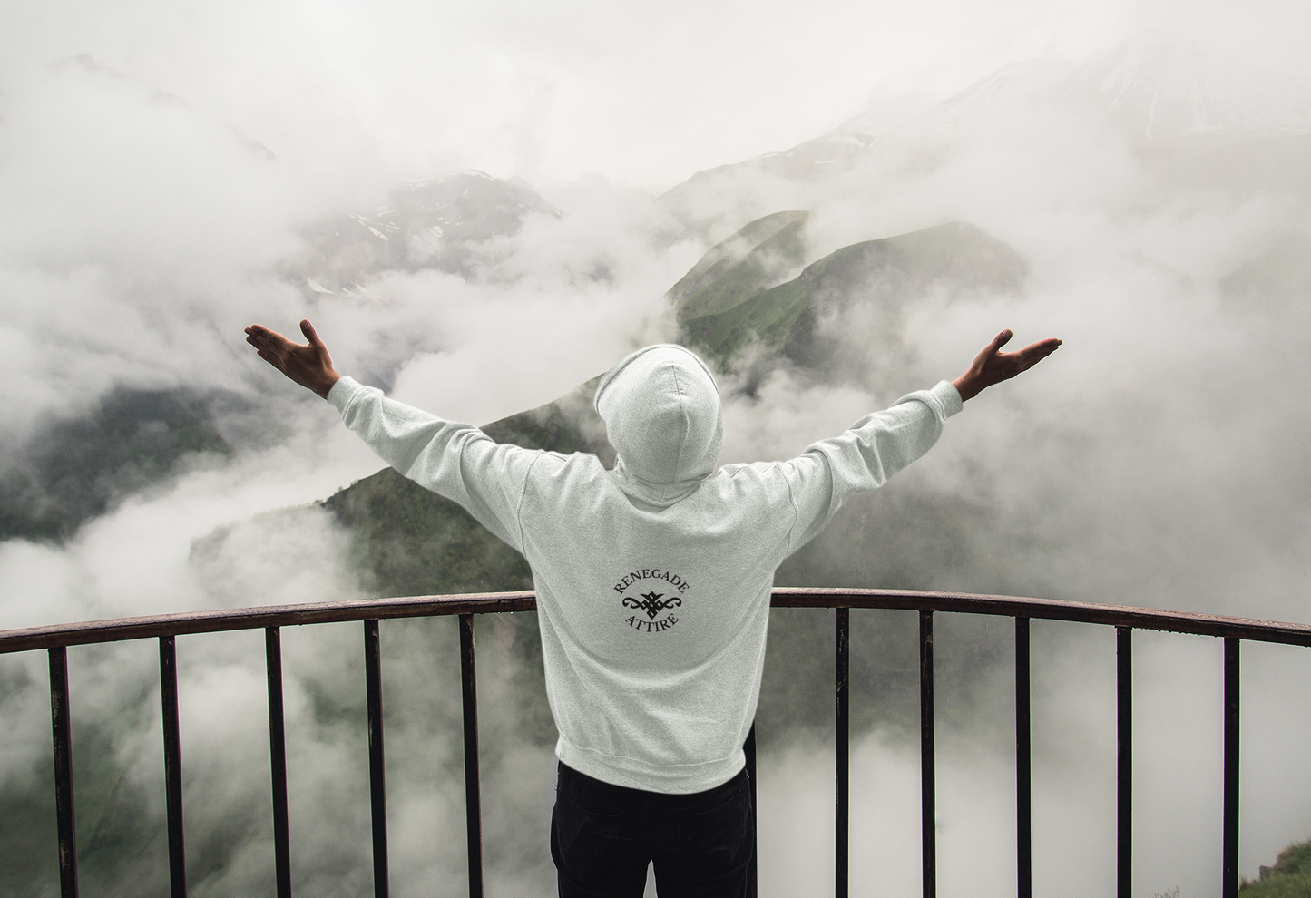 Renegade Attire | Men's White Black Eco Pullover Hoodie