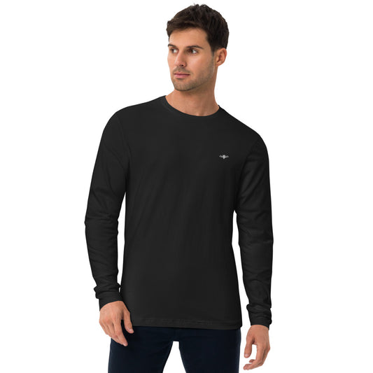 Renegade Attire | Black Embroidered Long Sleeve Fitted Crew