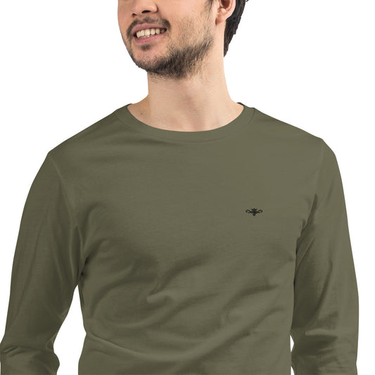 Renegade Attire | Men's Long Sleeve Embroidered T-Shirt Olive Green