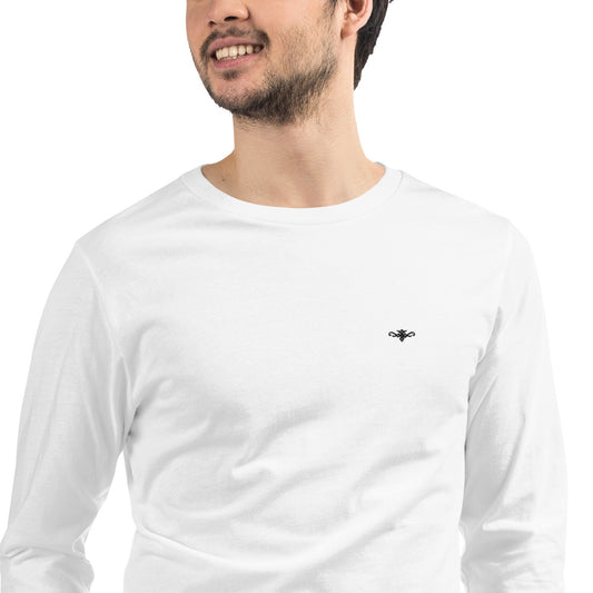 Renegade Attire | Men's Embroidered Long Sleeve T-Shirt WHITE